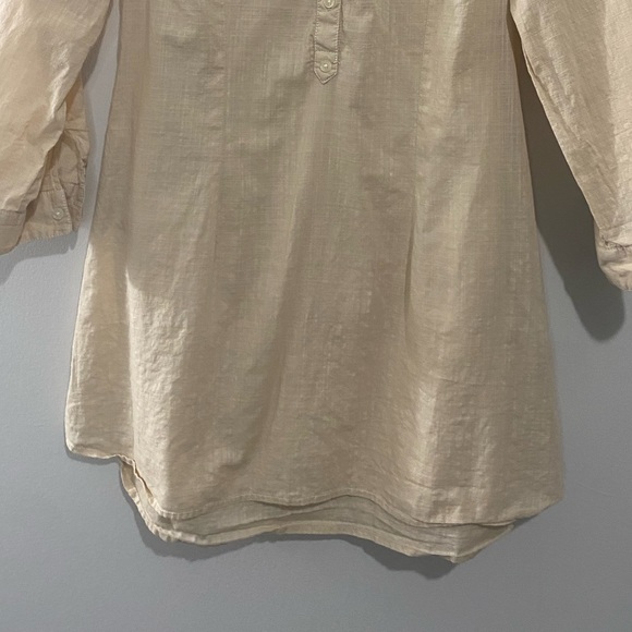 Tommy Hilfiger Neutral Gauzy Tunic Top Convertible Roll Tab Sleeves Womens Small - Picture 6 of 8